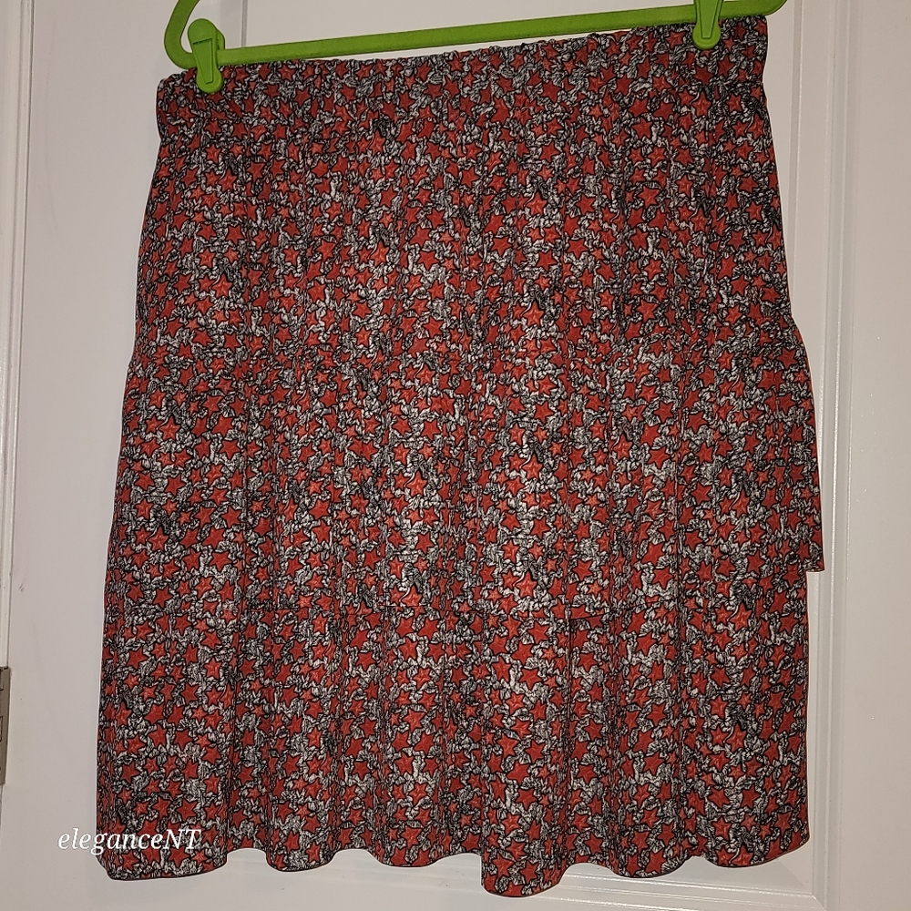 Lane Bryant 2 Layer Ruffle  Starry Red/Black/White Lined Skirt Sz: 14/16 NWT - Picture 3 of 10